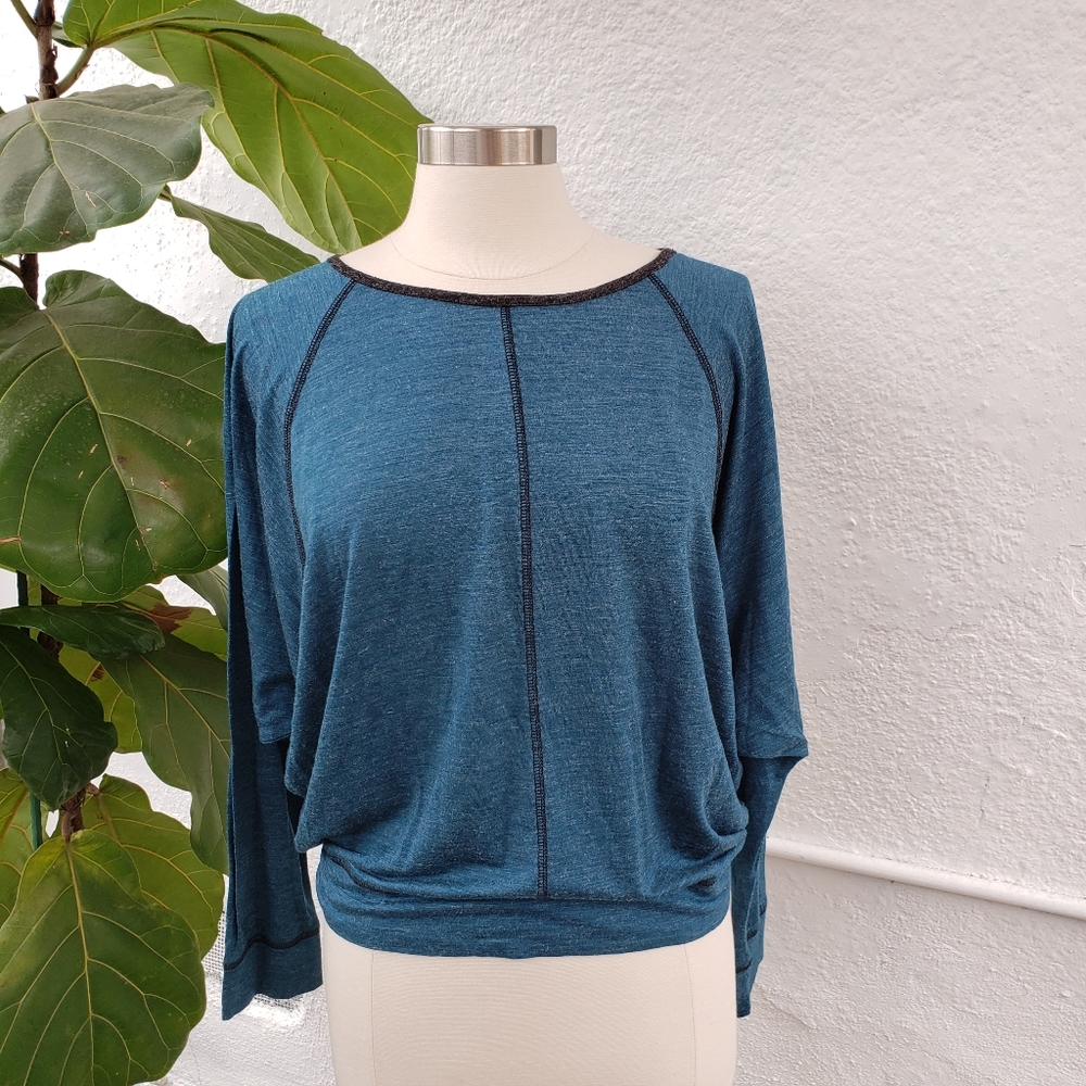 Prana Teal Blue Long Sleeve Dolman Top